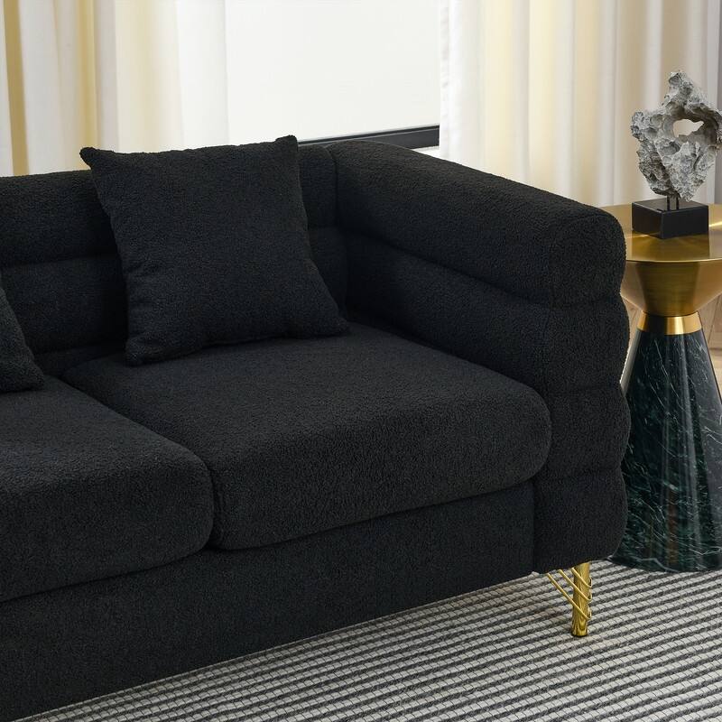 Oversized Upholstered Sectional Sofa, Modern Loveseats Couch with 2 Pillows,Sectional Couch