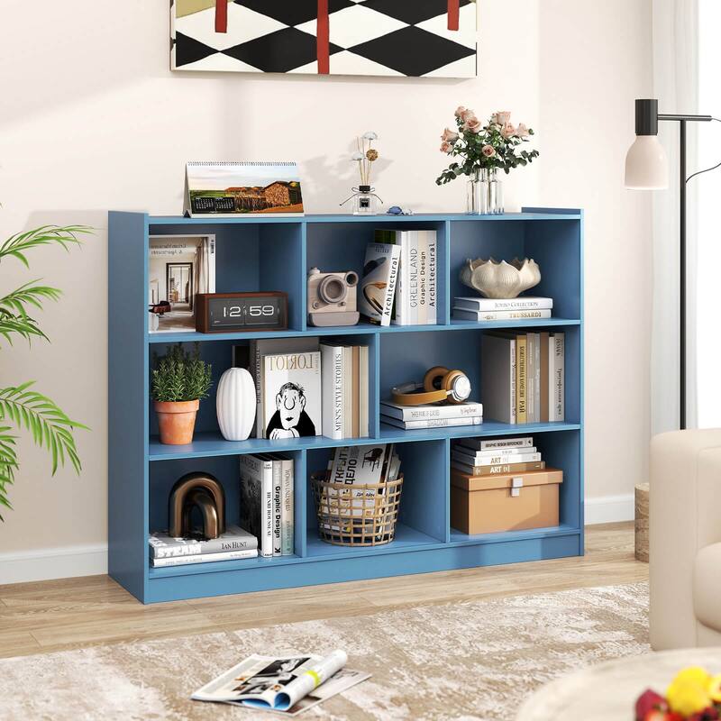Costway 3-tier Open Bookcase 8-Cube Bookshelf Storage Display Cabinet - 48'' x 12.5'' x 36.5''
