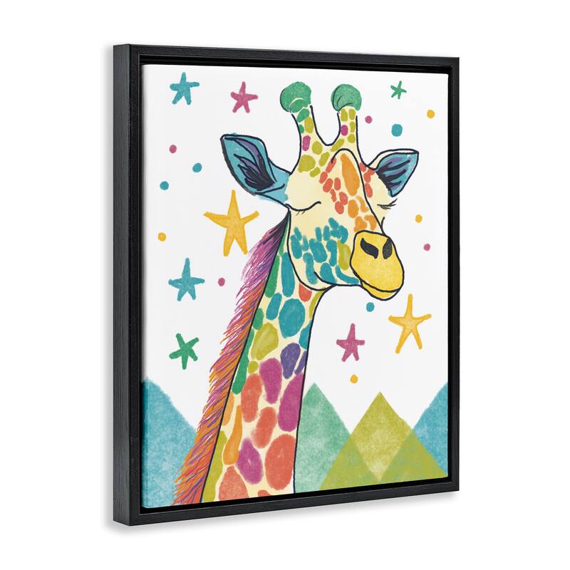 Stupell Whimsical Hued Giraffe & Stars Framed Floater Canvas Wall Art Design By Chen Alyesh