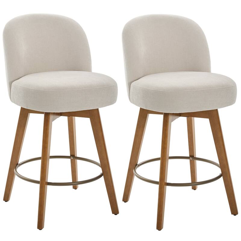 Fabric Upholstered Counter Height Swivel Bar Stools - 37.8"H x 19.7"W x 23.2"D