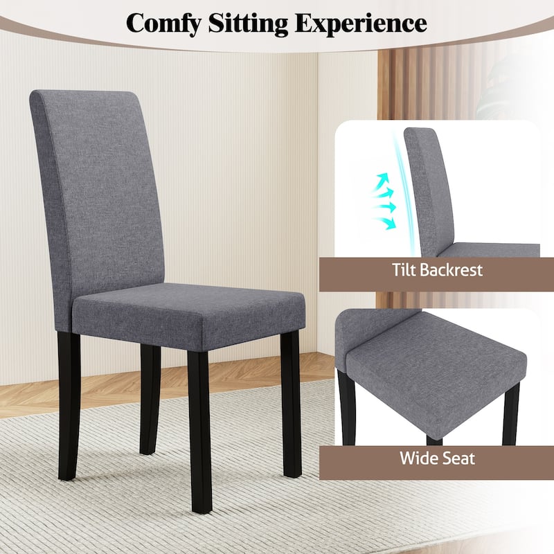 Gymax Dining Chair Set of 4 Fabric Upholstered Rubber Wood Legs Side