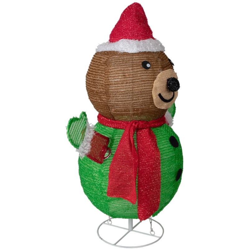 25" Pop-up Bear Wearing Santa Hat Outdoor Christmas Decoration