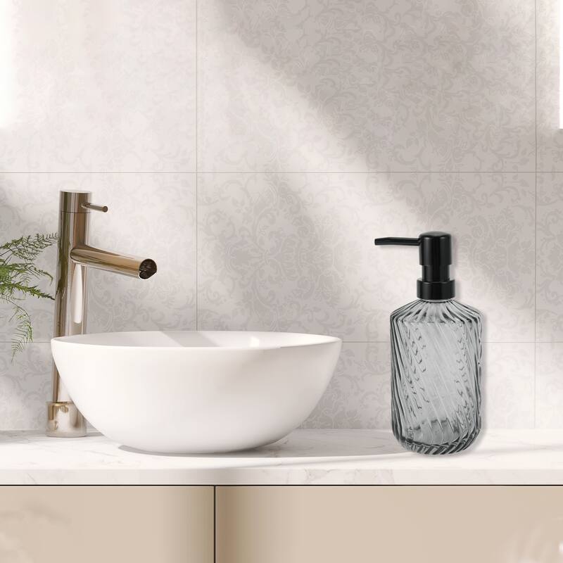 Simple Twill Lines Soap Pump Dispenser for Bathroom 450ml 1 Pcs - Gray Black