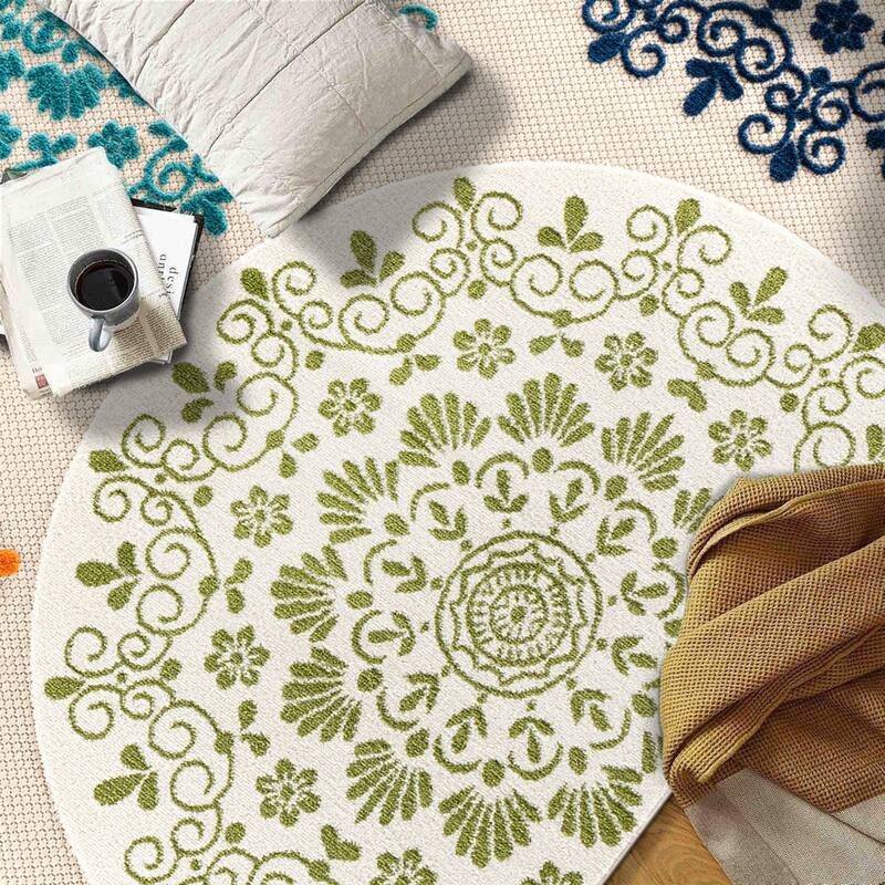 Verona Contemporary Floral Circles Indoor/Outdoor Area Rug