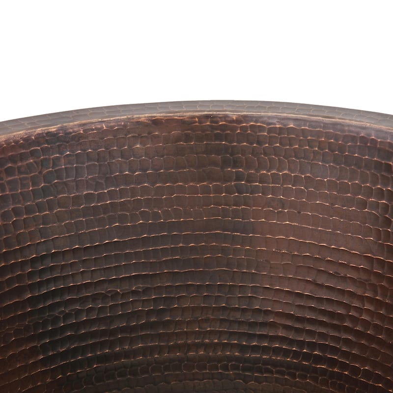 14-in Round Hammered Copper Bar Sink w/ 2-in Drain Opening (BR14DB2)