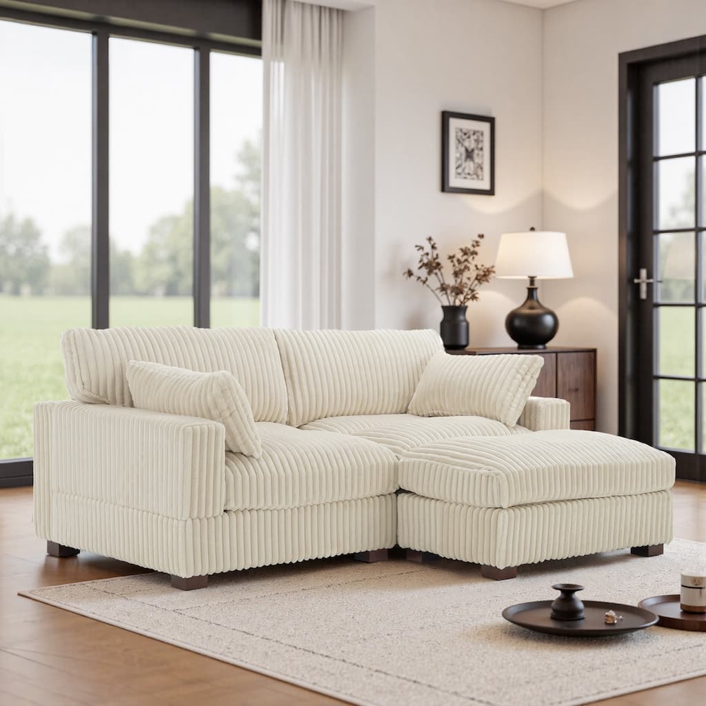 80"W Plush Modular Sectional Sofa with Pillows for Living Room