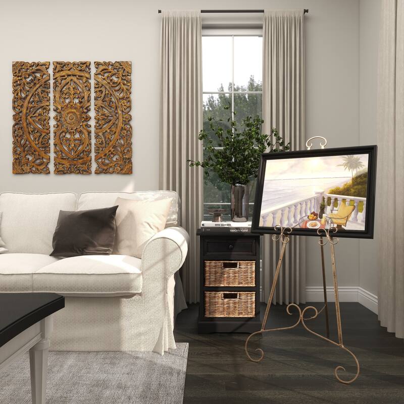 Silver or Gold Metal Traditional Easel with Chain Support - 22 x 21 x 46