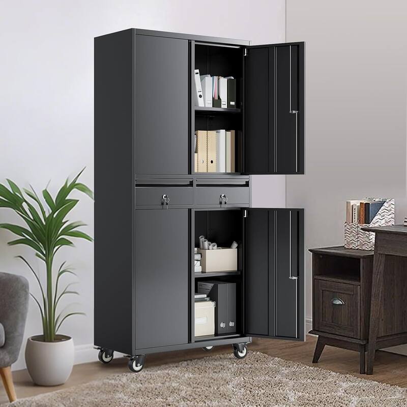 71" Metal Tool Garage Storage Cabinet for Garage, Workshop, Office - N/A