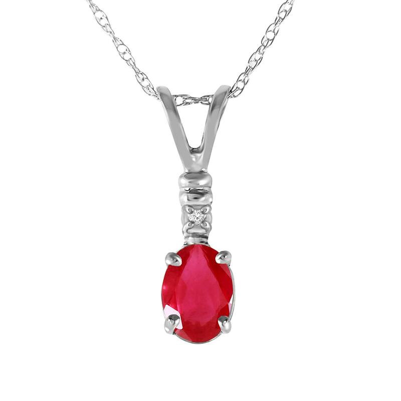 0.46 Carat 14K Solid Gold Pulse Natural Ruby Diamond Elegant Necklace - 18 Inch - White