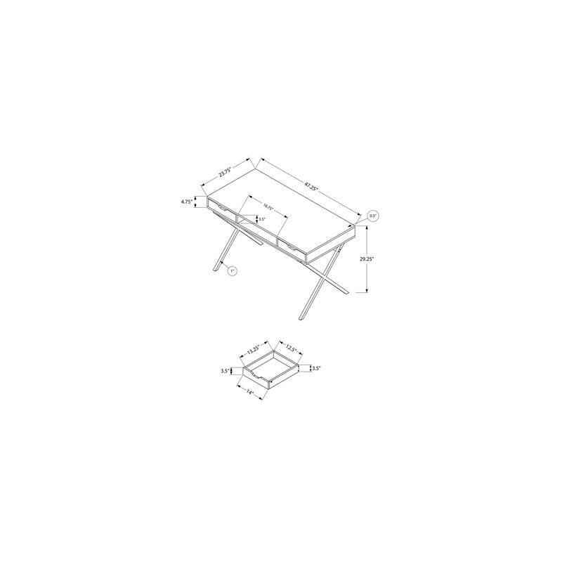 Modern Computer Desk with Storage - Dark Brown Espresso Finish, Rectangular Writing Table, 47" L