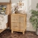 preview thumbnail 1 of 27, COZAYH 3-Drawer Farmhouse Dresser with Handicraft Wood Ring Motif, Rustic Nightstand Wooden Finish, Boho, Natural Wood Natural - 2-drawer