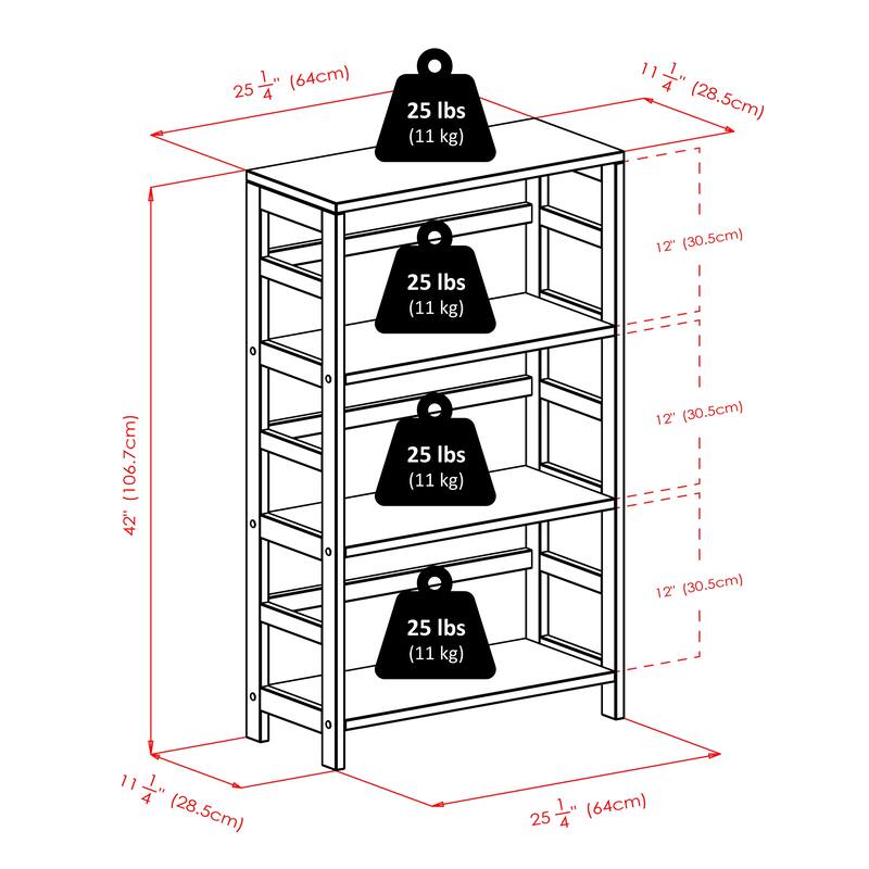 Capri 7-Pc Storage Shelf with 6 Foldable Fabric Baskets - 25.2 x 11.22 x 42 inches