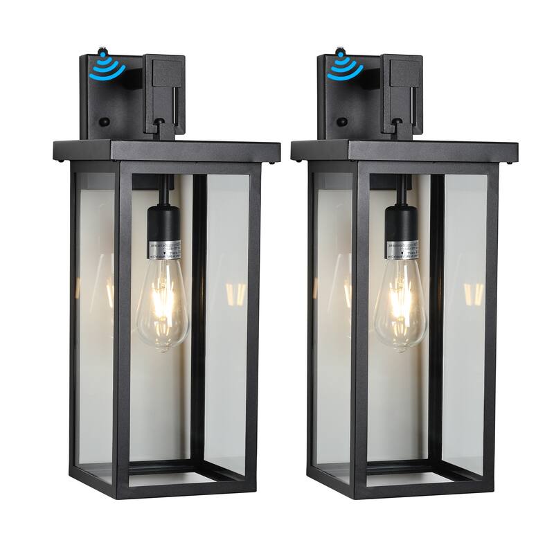 Outdoor Black Wall Lantern Sconce Light, 2-Pack - 2 Pack/Dusk to Dawn