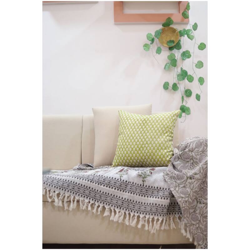 Fabdivine Linen Farmhouse Block print pillow Cover