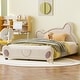 preview thumbnail 1 of 17, Bear-Shaped Velvet Full Size Platform Bed with Storage Pocket Beige