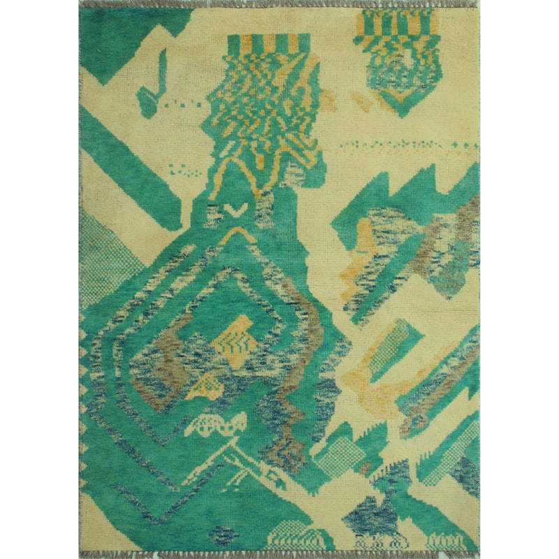 Balochi Lorelei Ivory/Turquoise Rug - 3'1" x 4'10"