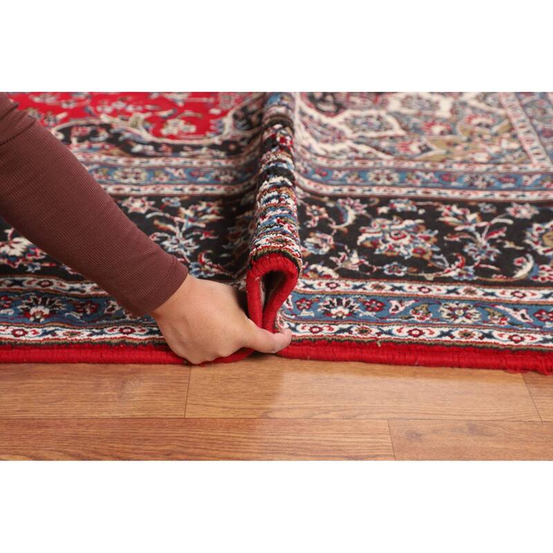 Traditional Floral Kashan Turkish Rug Machine-Made Red Carpet - 9'8" x 13'2"