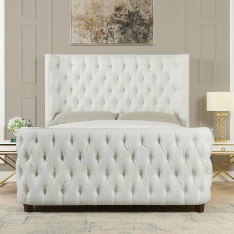 Brooklyn Shelter Bedframe with Curved Tufted Headboard and Footboard