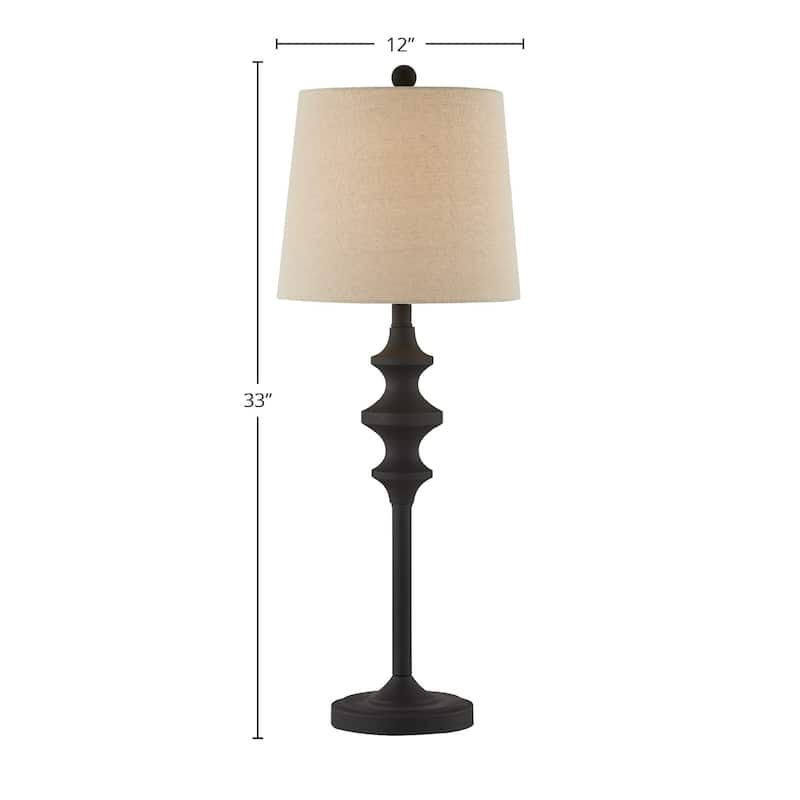 Brandon 33" Buffet Lamps with Linen Shade, Matte Black (Set of 2)