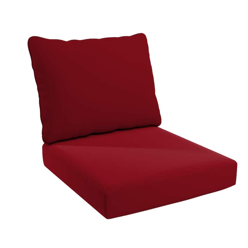 California Umbrella Outdoor Deep Seat Cushion Set, 24" x 48", Sunbrella Fabric, Densified Fiber Fill - Jockey Red