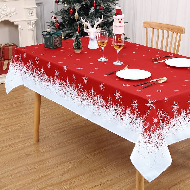 Christmas Tablecloth Snowflakes Xmas Decor for Rectangle Tables