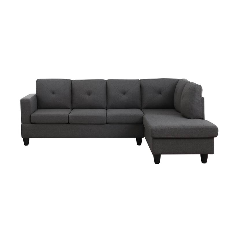 Linen Upholstered Sectional Sofa with Right Facing Chaise