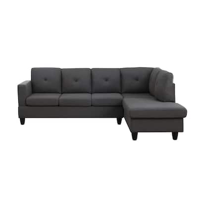 Linen Upholstered Sectional Sofa with Right Facing Chaise