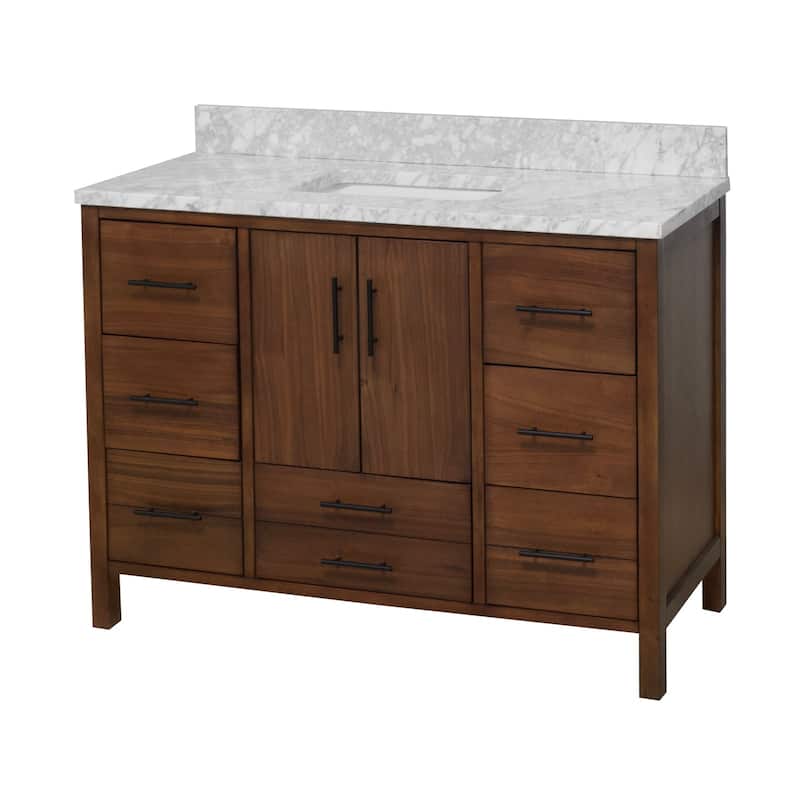 KitchenBathCollection California 48" Bathroom Vanity with Carrara Marble Top