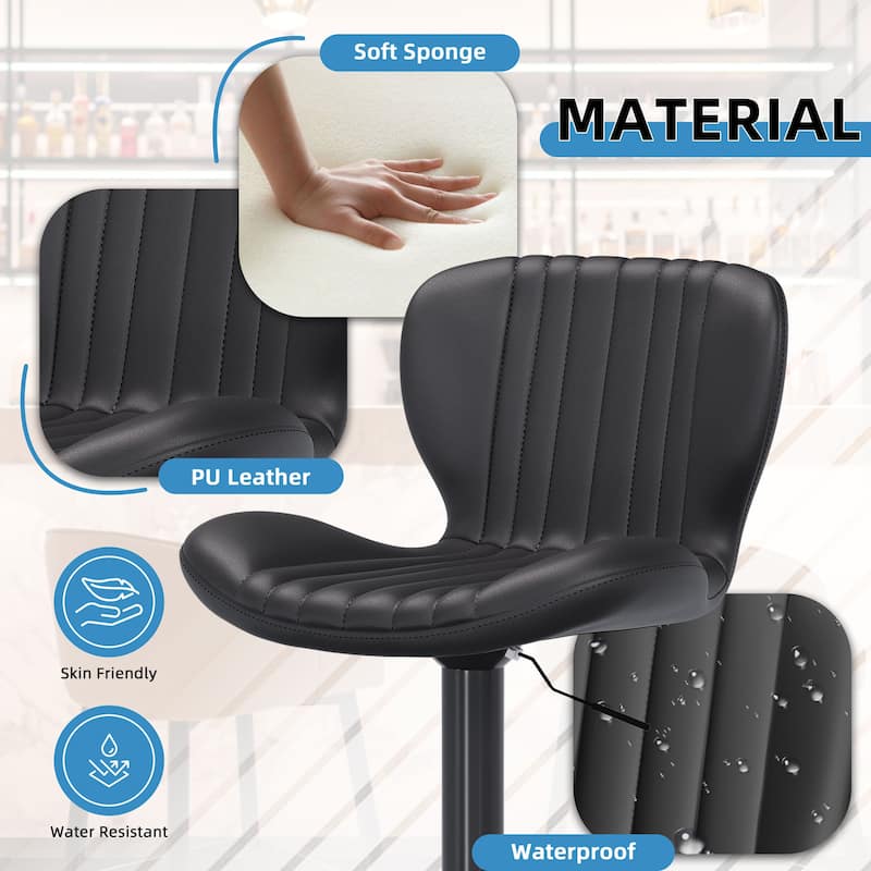 Scallop Bar Stool with 360° Swivel - Modern Kitchen & Home Bar Seating，Set of 2 - N/A
