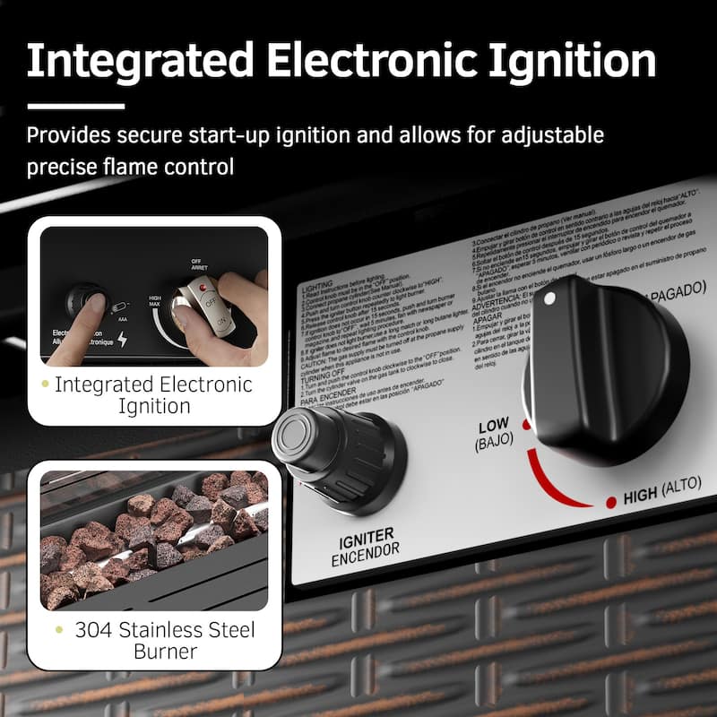 Pocassy Outdoor Sofa Swivel Chair and Ottman with 43in Fire Pit Table