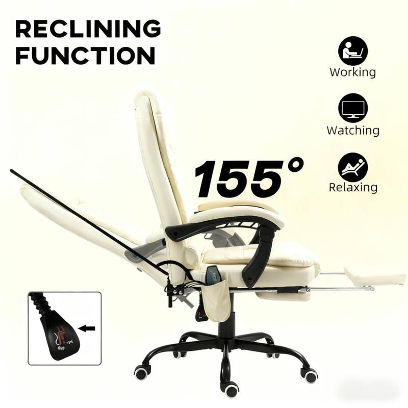 Massaging Office Desk Chair, Massage Office Chair High Back with Lumbar Support, Footrest