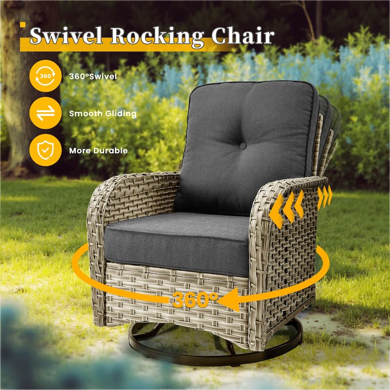 HOOOWOOO 9-piece Wicker Patio Furniture Set Sectional Sofa with Swivel Chair.