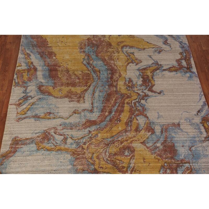 All-Over Abstract Indian Area Rug Handmade Wool Carpet - 5'4"x 7'7"
