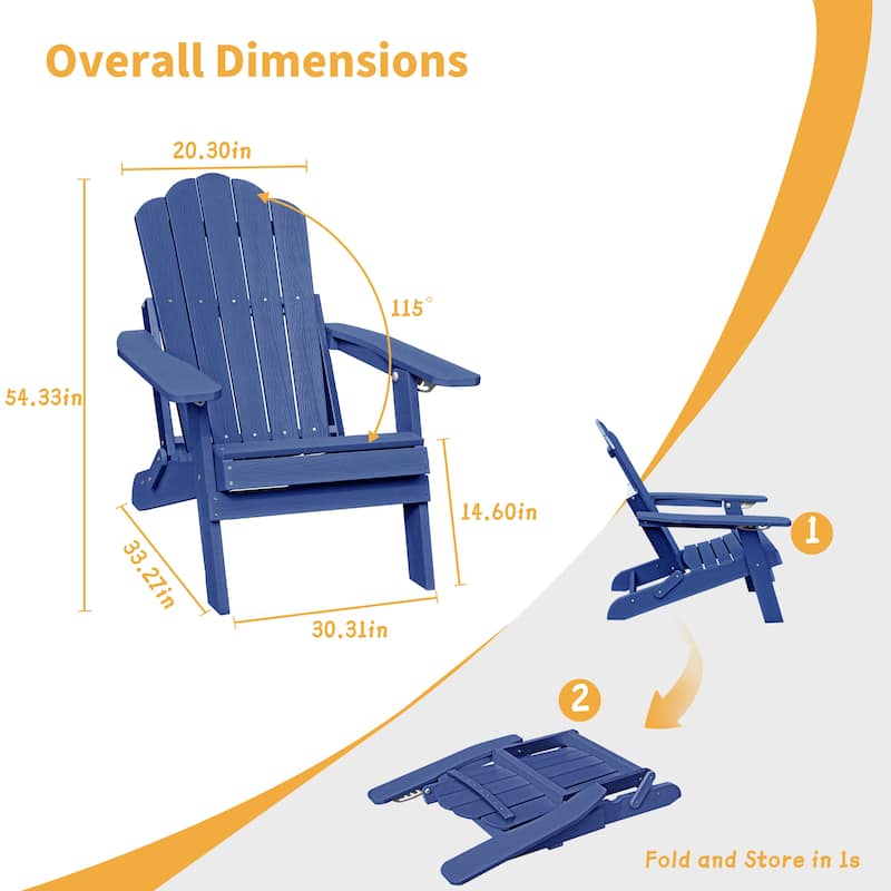 Clihome HIPS Folding Patio Adirondack Chair