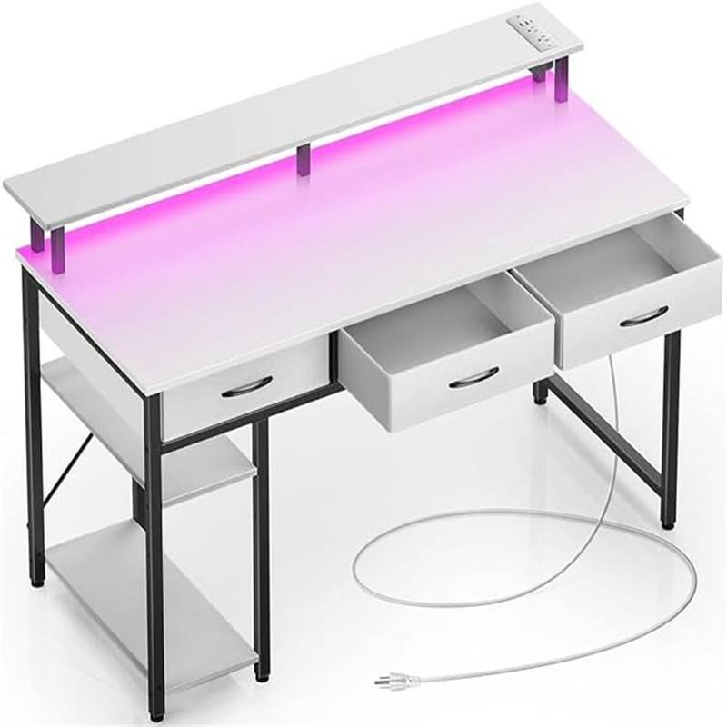 Computer Desk with Power - White 55inch