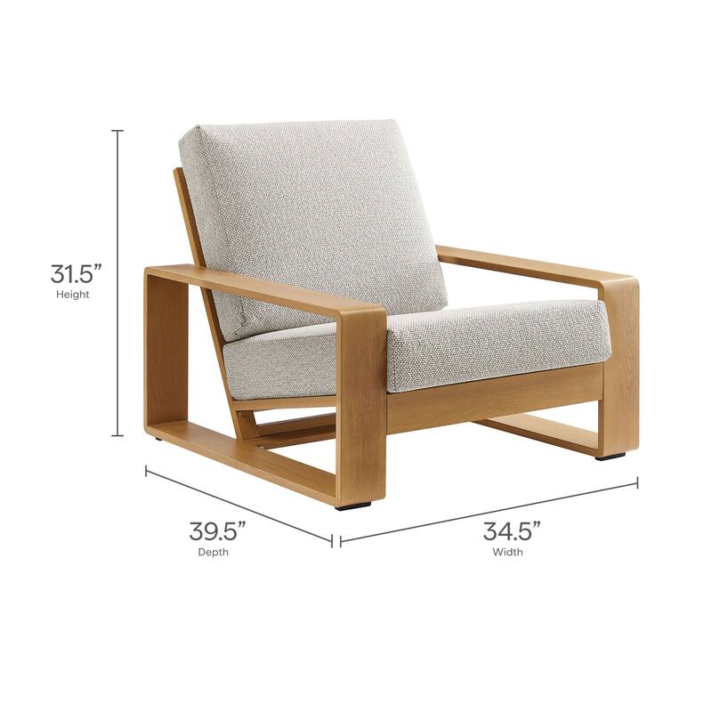 Lirienne Outdoor Patio Aluminum Faux Wood Armchairs Set of 2