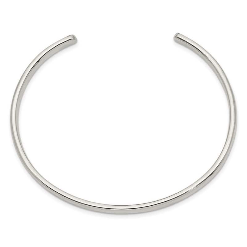 Curata 925 Sterling Silver Solid 4mm Polished Flat Cuff Bangle Bracelet