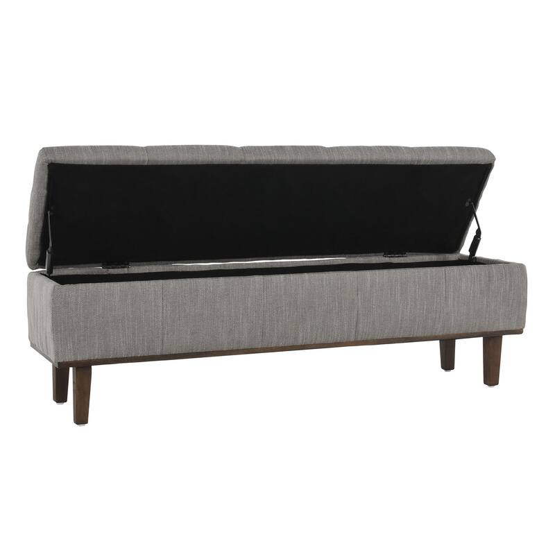 Louise Tufted Storage Bench, Gray 54" By Kosas Home