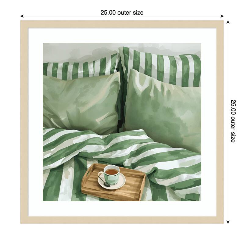 Tee im Bett by Ohkimiko Wood Framed Wall Art Print