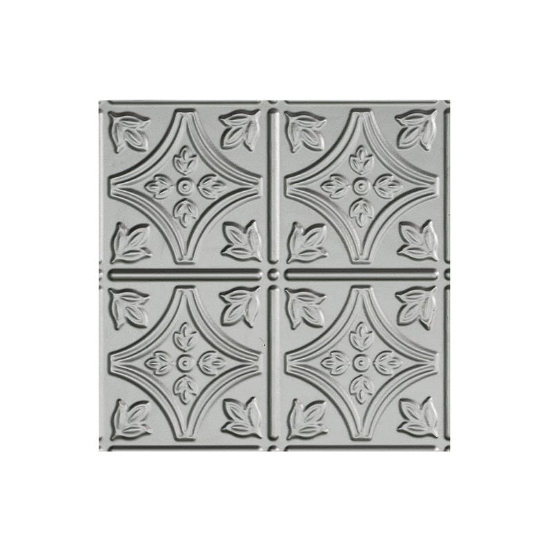 FASÄDE Traditional Style 1 Decorative Vinyl 2ft x 2ft Lay in Ceiling Panel in Argent Silver (5 Pack) - 12in x 12in Sample - Argent Silver