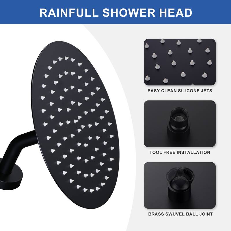WOWOW 1-Spray Patterns with Wall Mount Rain Fixed Shower Head