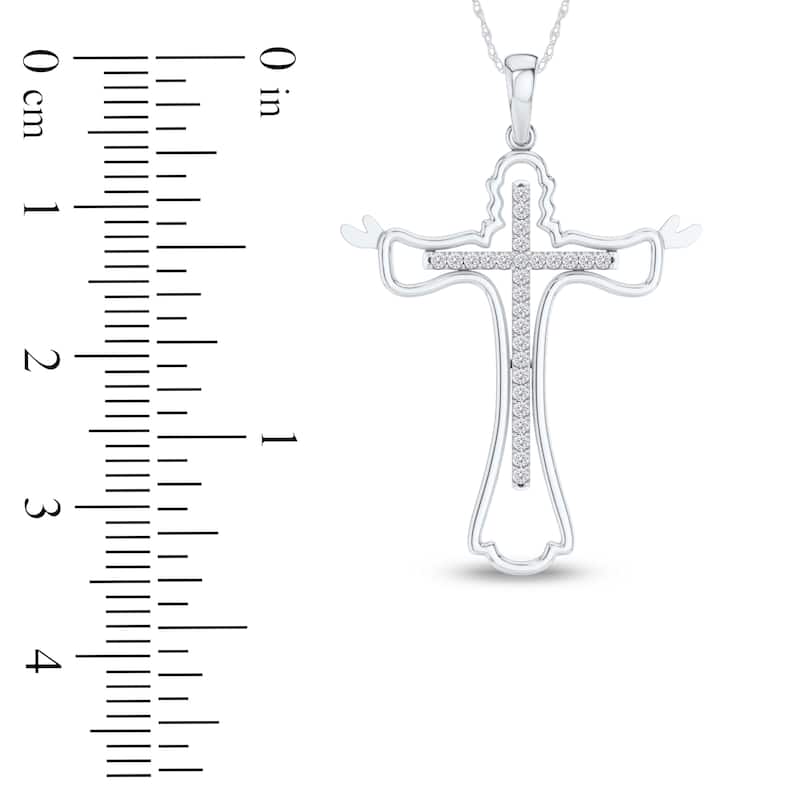 1/10ct TDW Diamond Cross Pendant Necklace in 10K Gold for Women