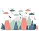 preview thumbnail 6 of 5, Walplus Red Green Mountains Landscape Clouds Birds Children Wall Stickers