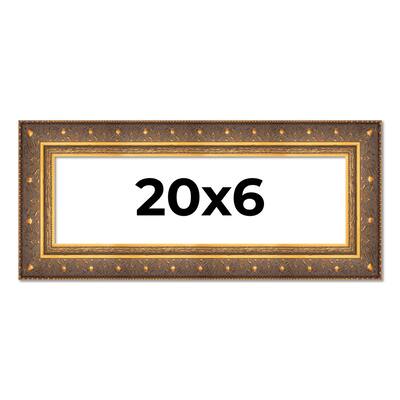 20x6 Frame Vintage Gold Solid Wood Picture Frame | 2.5 Inch Moulding
