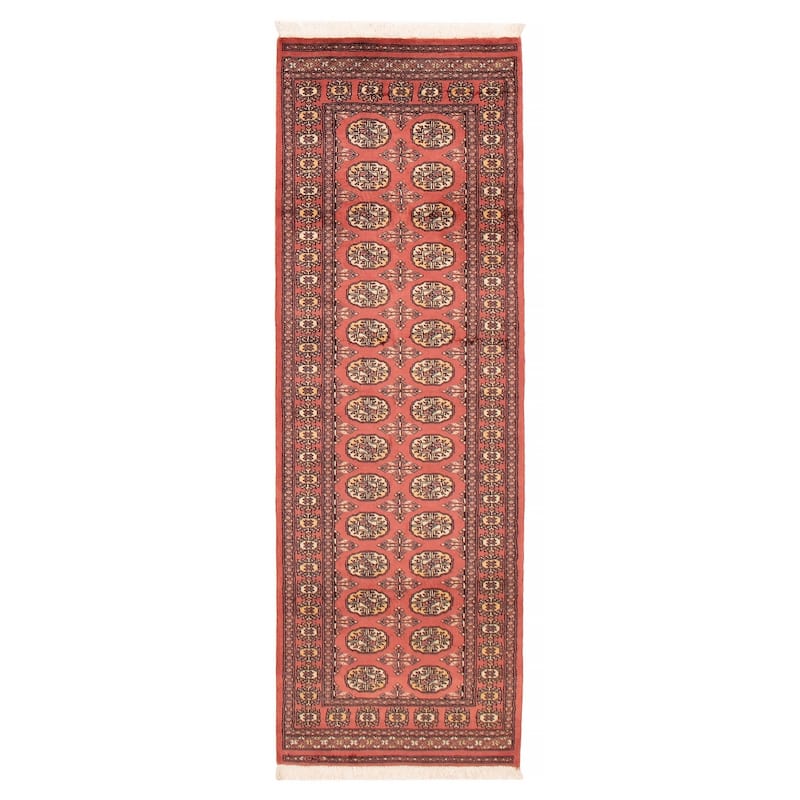 ECARPETGALLERY Hand-knotted Peshawar Bokhara Coral Wool Rug - 2'8 x 8'3 - 2'8 x 8'3 - Coral