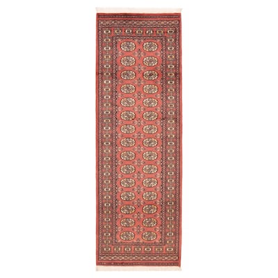 ECARPETGALLERY Hand-knotted Peshawar Bokhara Coral Wool Rug - 2'8 x 8'3