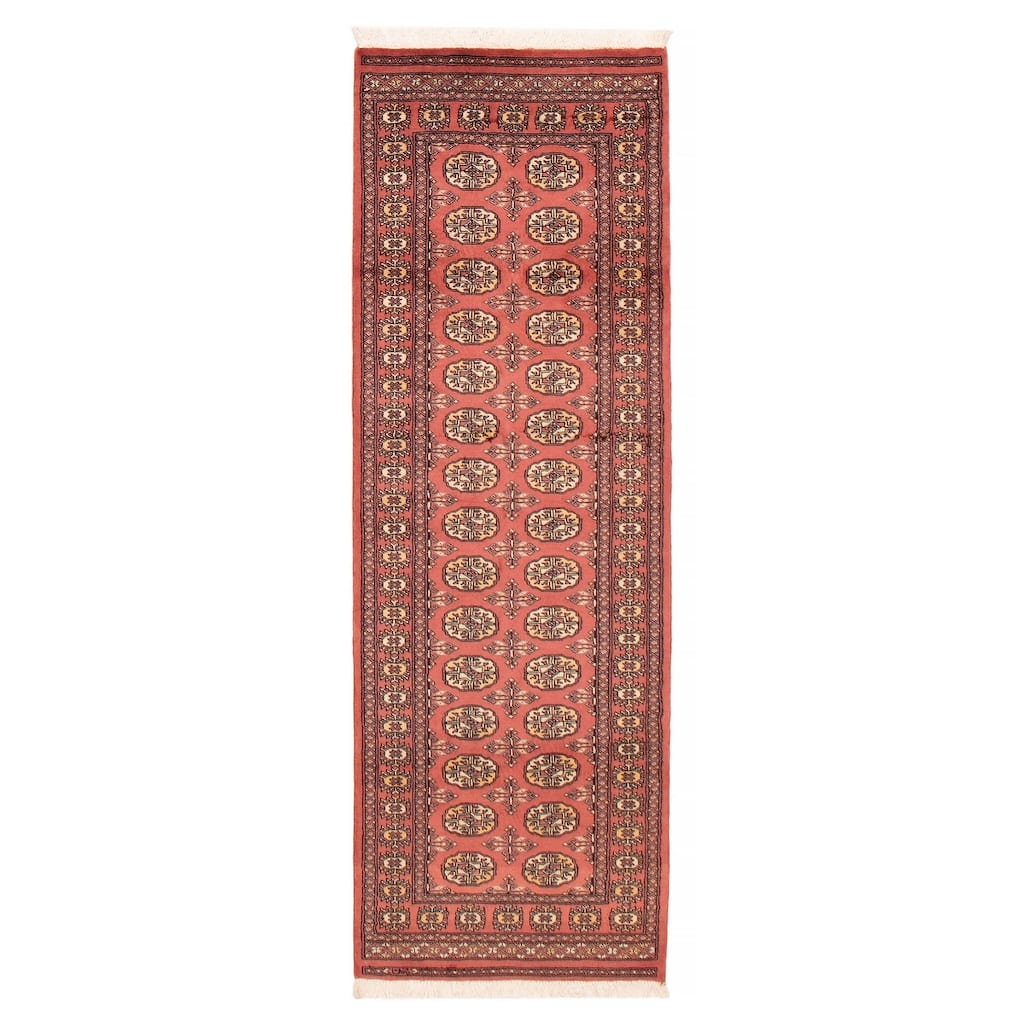 ECARPETGALLERY Hand-knotted Peshawar Bokhara Coral Wool Rug - 2'8 x 8'3
