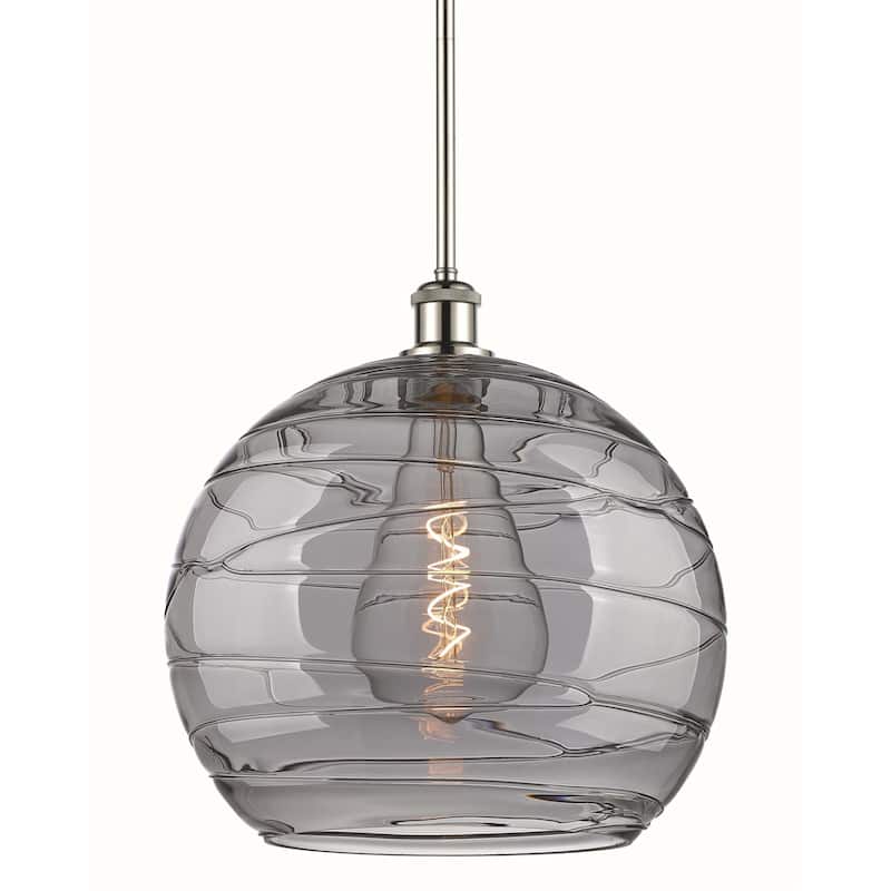 Innovations Lighting 516-1S-16-14 Athens Deco Swirl Pendant Athens - Polished Nickel / Light Smoke Deco Swirl