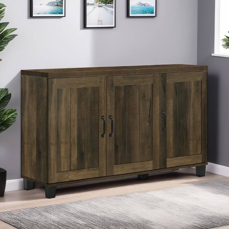 Elia Shoe Cabinet with 3 Doors and 6 Shelves, Dusty Oak Brown 45 Inch