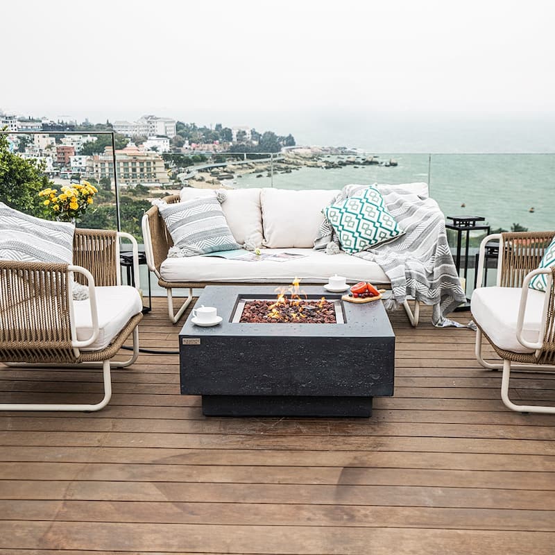 Elementi Manhattan Dark Grey Outdoor Fire Pit Table - 36 Inches